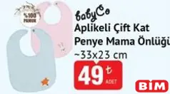 BABYCO APLİKELİ ÇİFT KAT PENYE MAMA ÖNLÜĞÜ